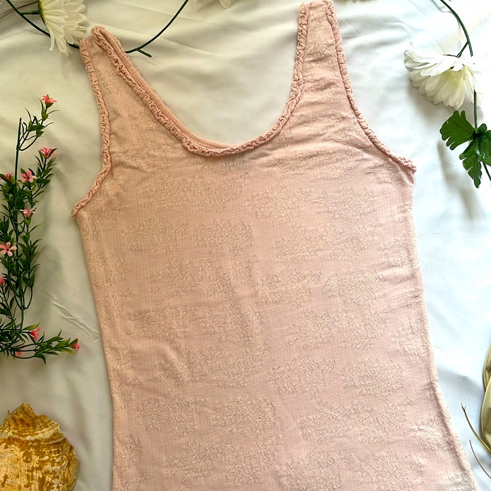 Alfred Sung Floral Semi Sheer Tank Top Small NWOT